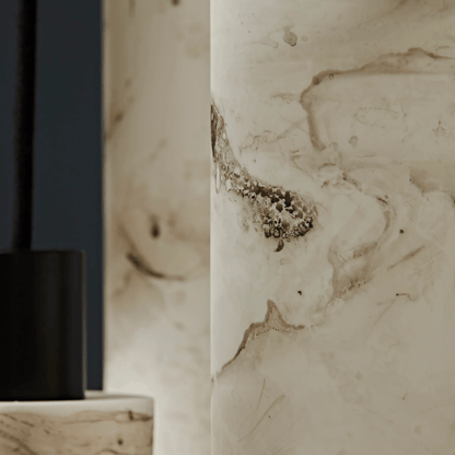 Close-up of a marble surface with veining patterns