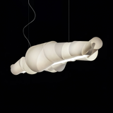 Modern pendant light with a unique design on a black background