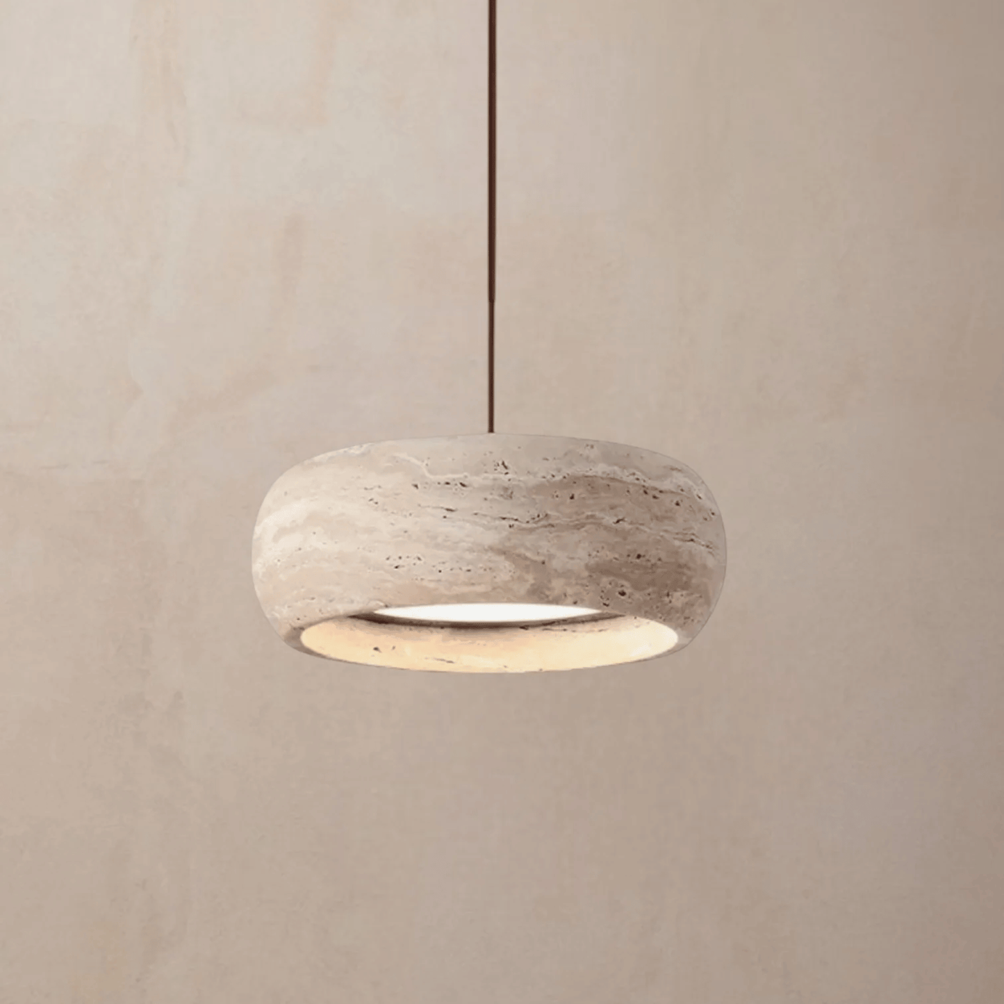Ithaca Travertine LED Pendant Light – Dimmable Stone Design for Elegant Ambient Lighting