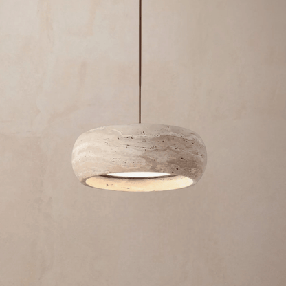 Ithaca Travertine LED Pendant Light – Dimmable Stone Design for Elegant Ambient Lighting
