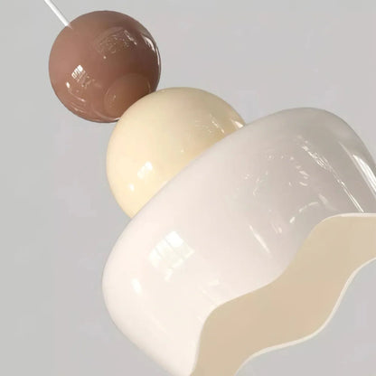 Close look white Modern Cream Glass Pendant Light– Stylish Hanging Lamp for Kids Room and Bedroom, LED E27 Compatible.