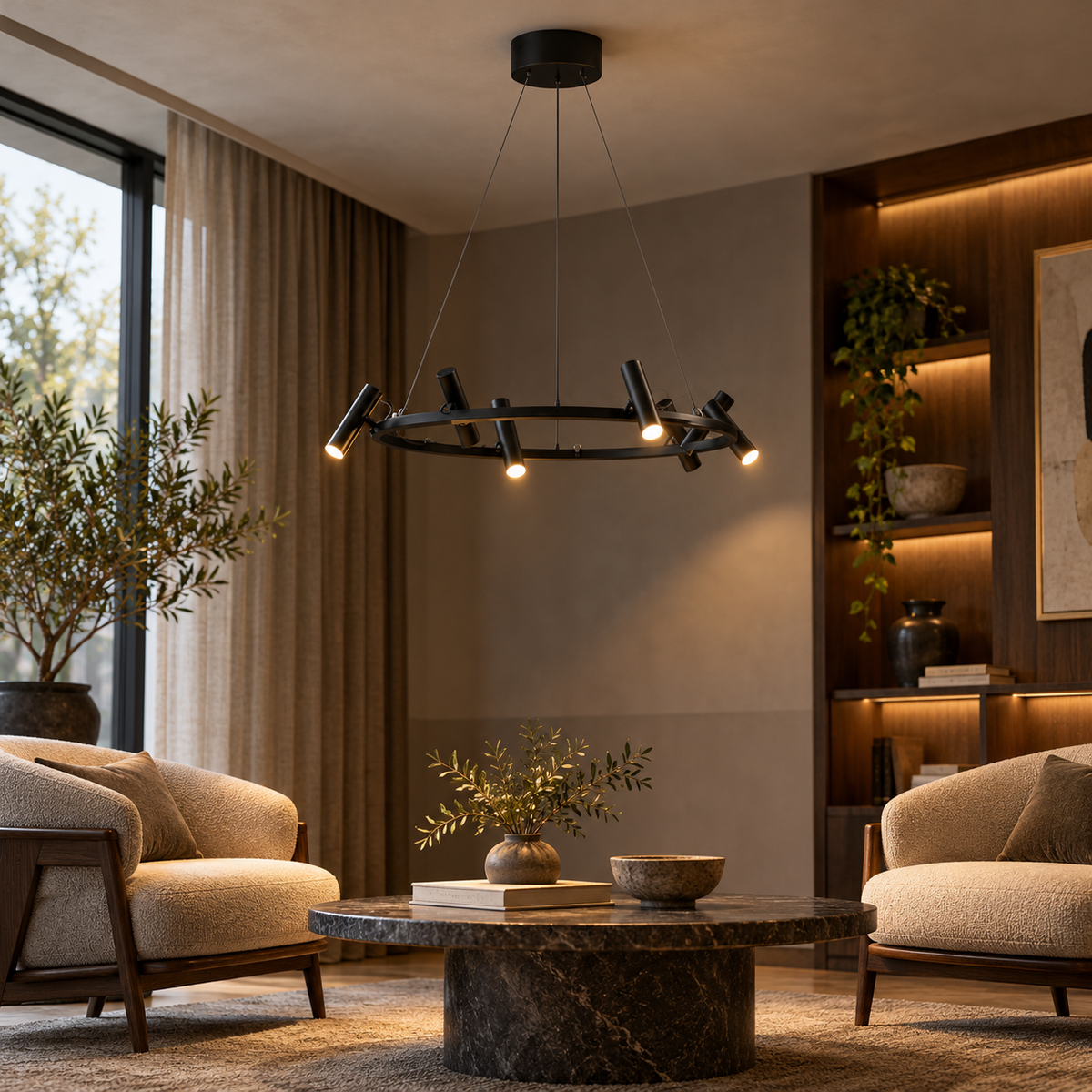 Norellis Adjustable Ring LED Chandelier