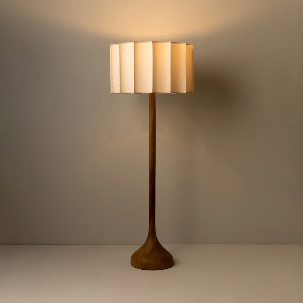 Hikari Pleated Wooden Floor Lamp