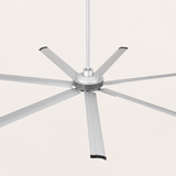 Ceiling fan with metallic finish on a white background