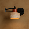 Wall-mounted lamp with wooden and concrete design on a brown background