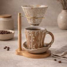 Hikari Pour-Over Coffee Dripper Set — wood coffee set for kitchen