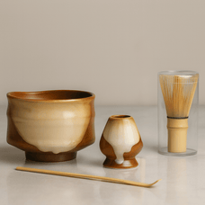 Close-up of the Kaze Matcha Set – 4-Piece Ceramic Tea Ritual Kit showing ceramic texture and craftsmanship