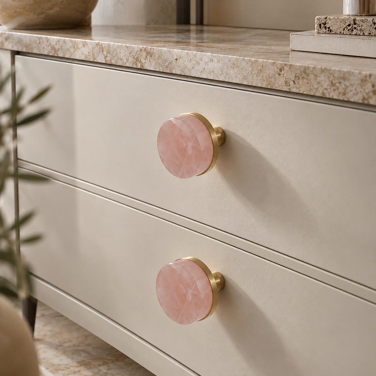 Roselle Crystal & Brass Cabinet Knobs