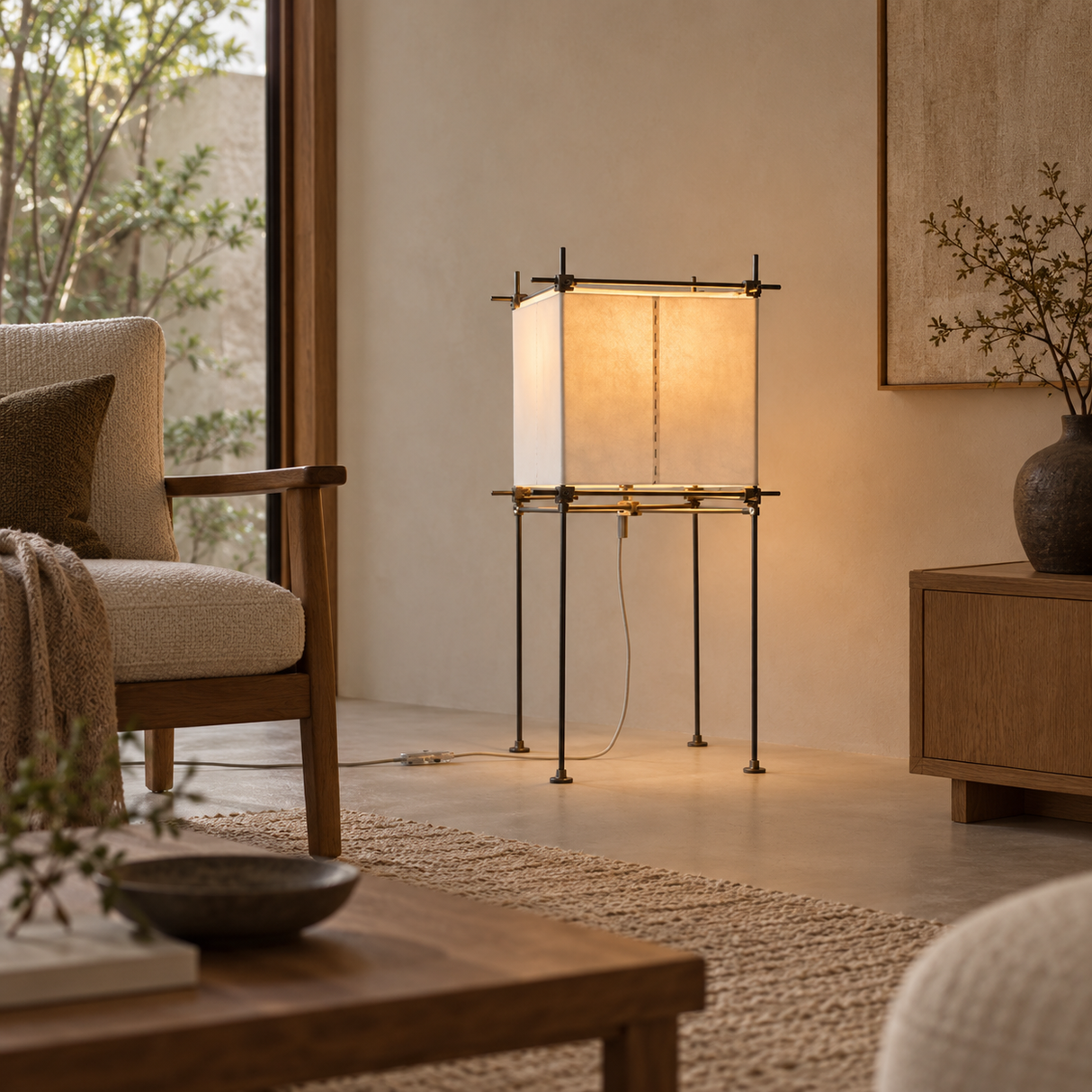 Avela Parchment Cube Floor Lamp