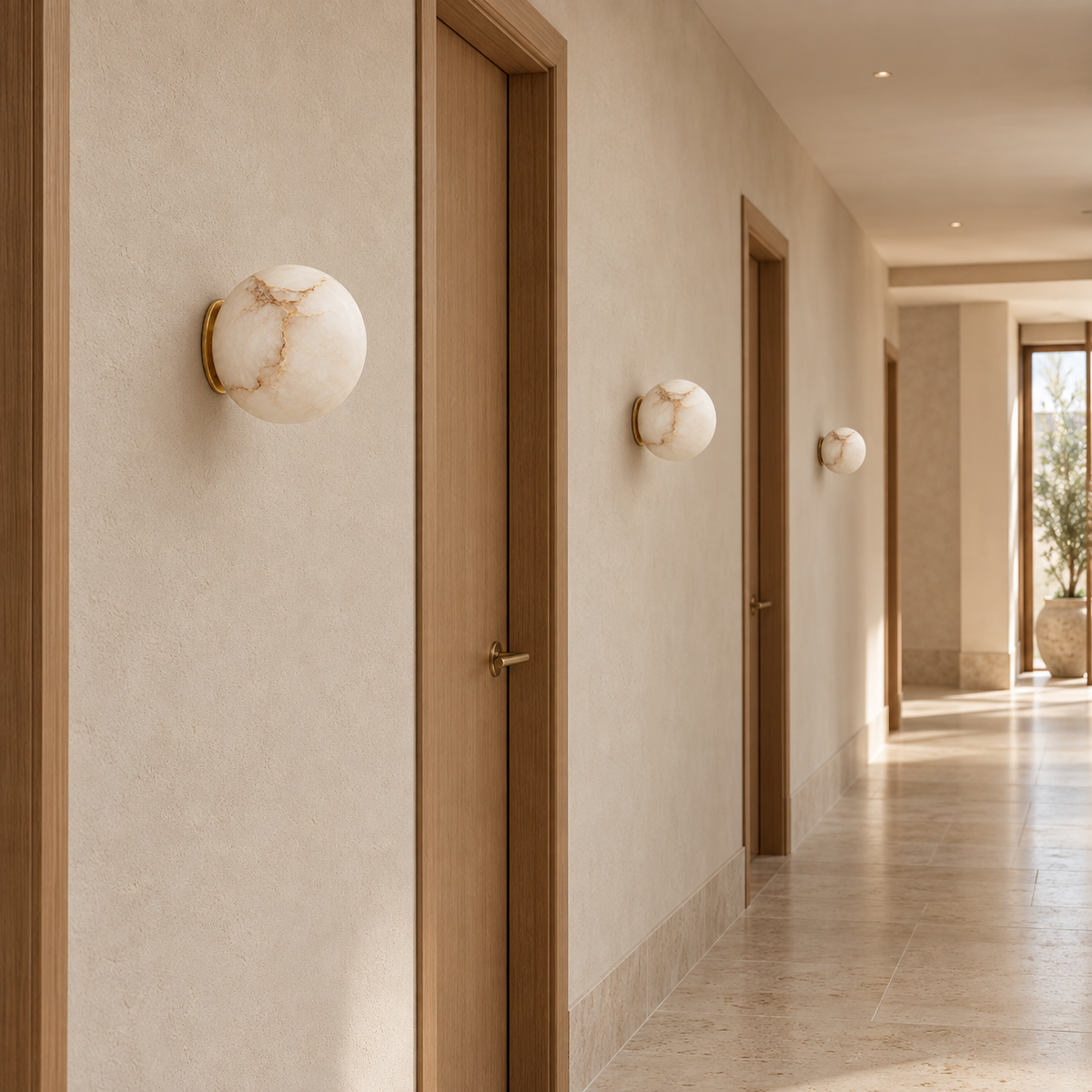 Alvara Alabaster Globe Wall Light