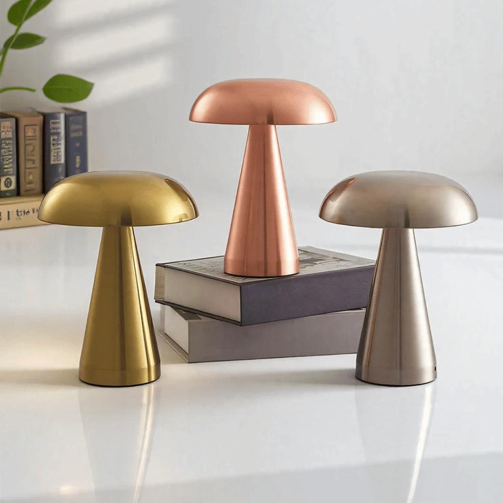 Stylish Glowshroom Retro Mushroom LED Table Lamp – Rechargeable Touch Sensor Light adds charm to any space.