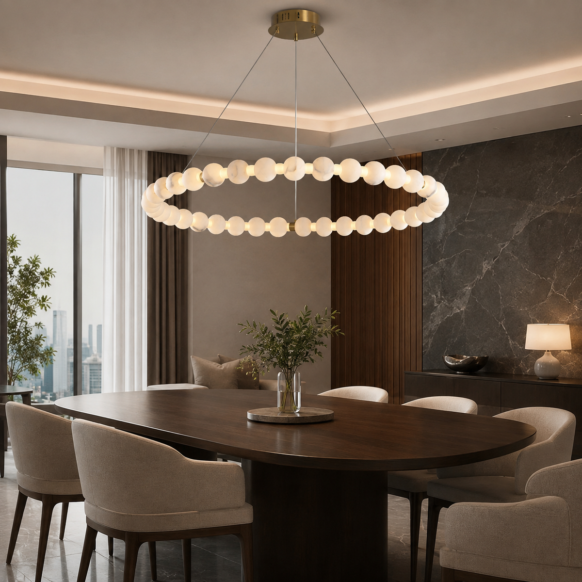 LustraMarble Halo Chandelier – Modern Marble