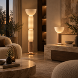 Milora Glass & Wood Floor Lamp