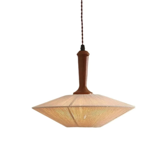 Hand Knitted Cotton Thread Pendant Light with Solid Wood Base – Zen Art Kitchen Pendant Lighting for Serene Ambiance 1