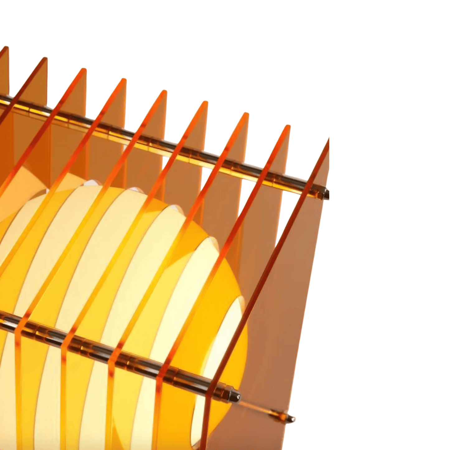 Close-up of a sailboat model with orange sails on a white background