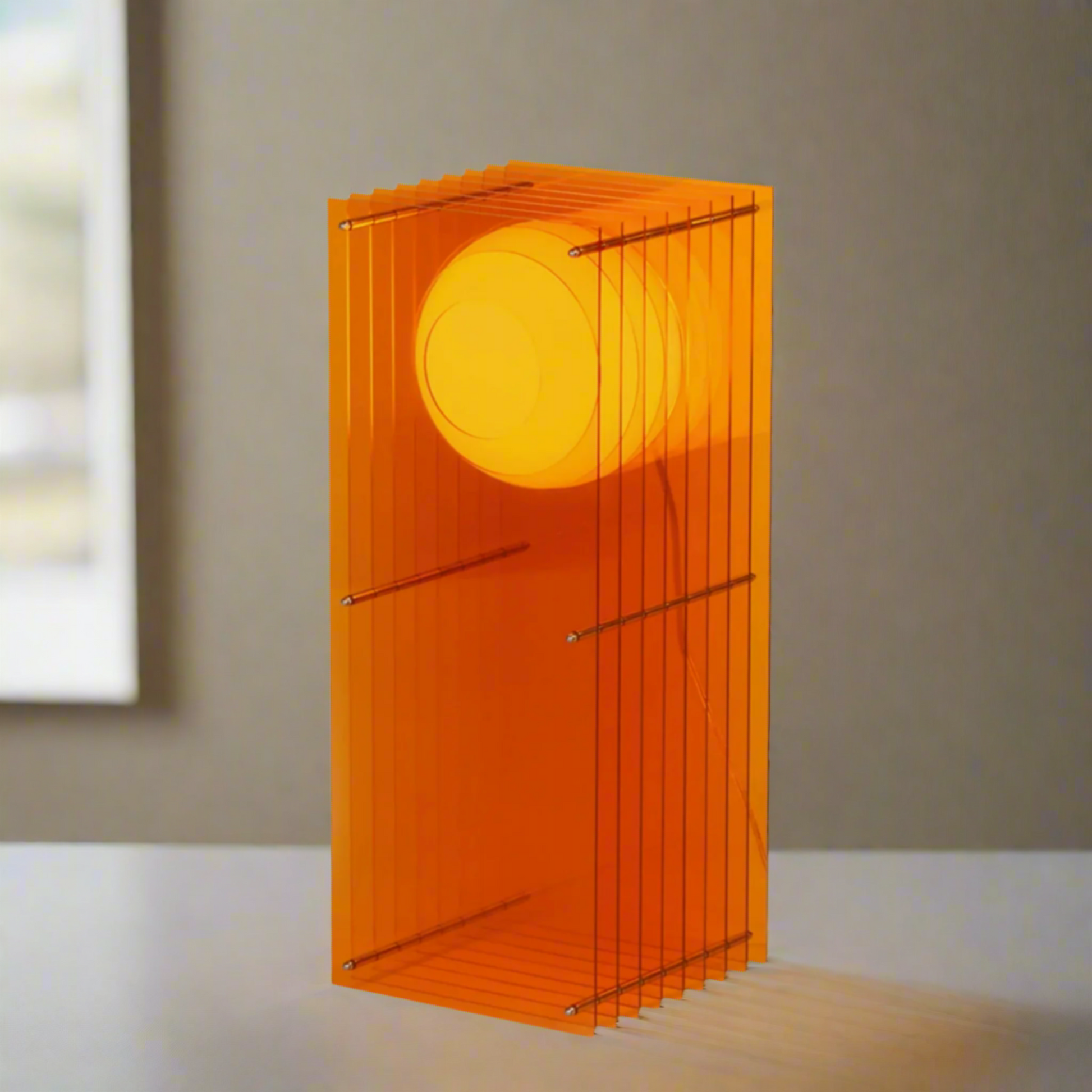 Transparent orange frame with a yellow circle in the center on a white background