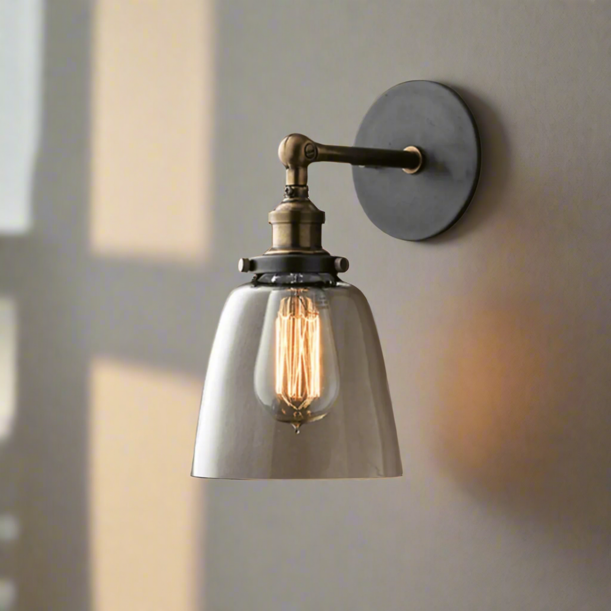 Retro Glass Wall Sconce with dome shade, 24cm tall and 14cm wide. Perfect for home illumination in modern or retro spaces.