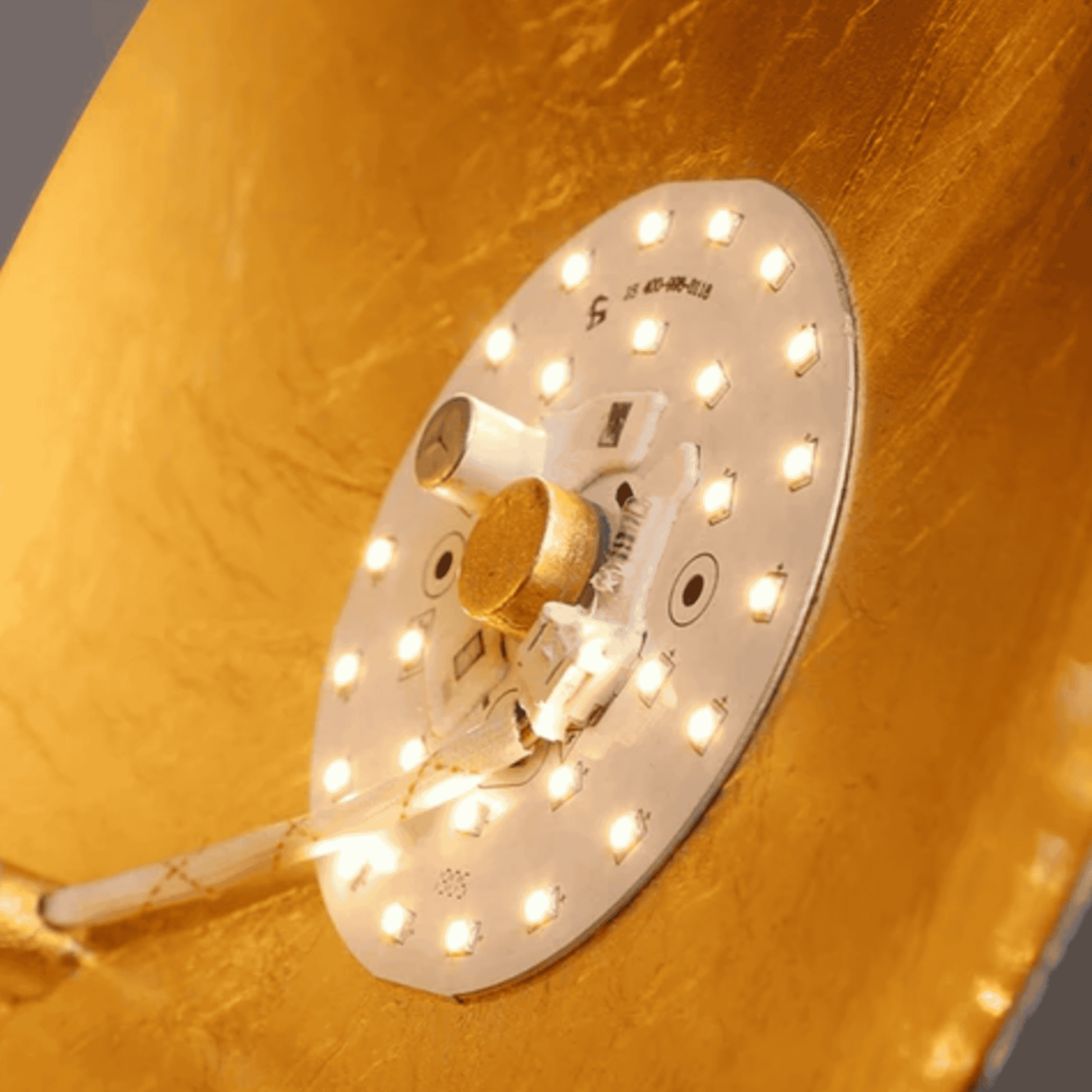 Close-up of LED module in Moon Eclipse Wall Light. High-efficiency lighting with luminous flux up to 2000 for stylish home illumination.