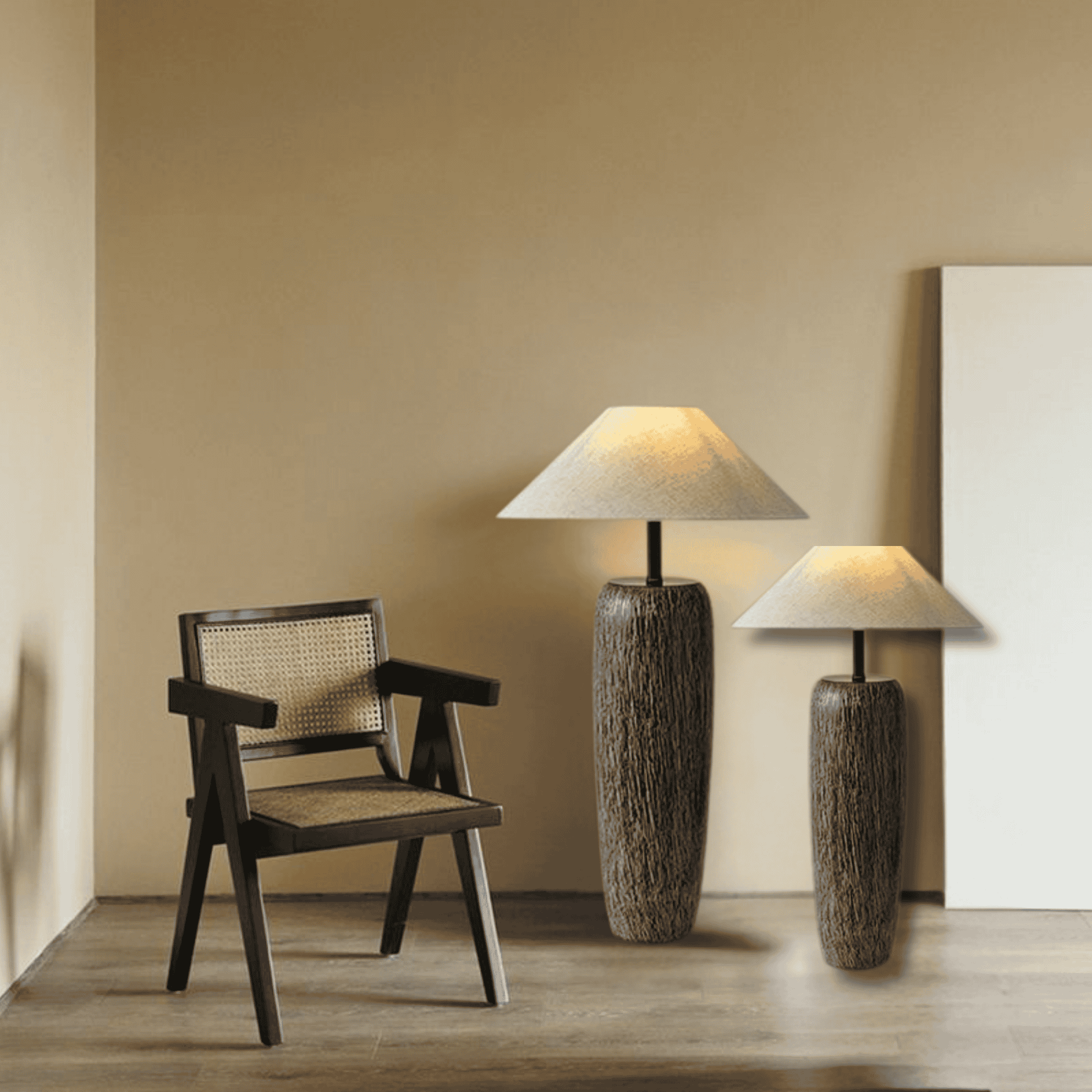 Vintage Japanese Floor Lamp small and large in living room

