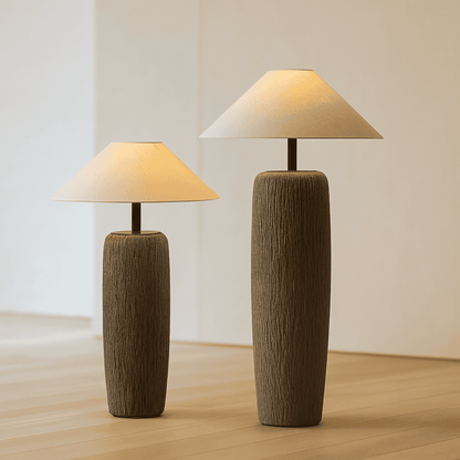 Vintage Japanese Floor Lamp small and large next to each other for size comparison 