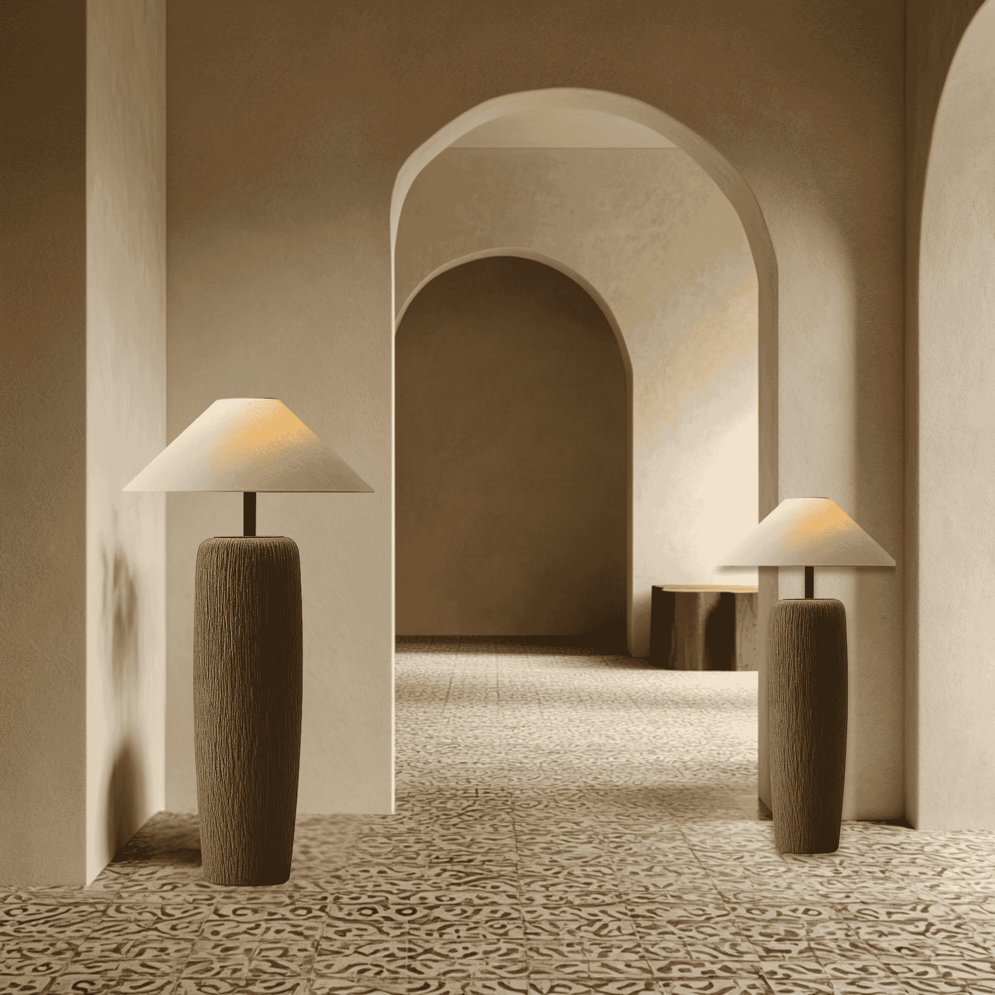 Vintage Japanese Floor Lamp in corridor 