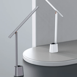 Modern bathroom faucet with a sleek design on a gray background