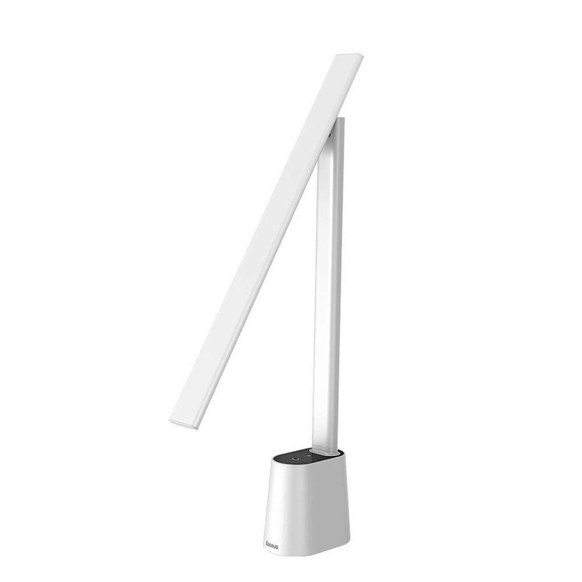White floor lamp with a sleek design on a white background