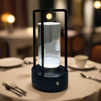 Black lantern with clear glass on a white background