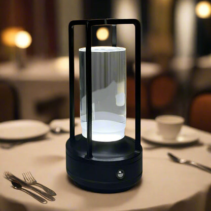 Black lantern with clear glass on a white background