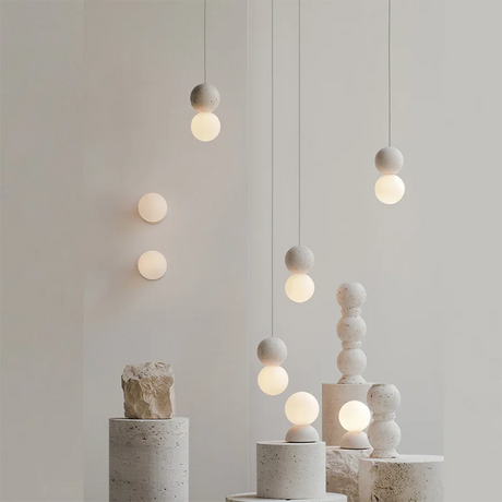 Elevate your space with the Minimalist Terrazzo Pendant Light, perfect for Nordic staircases and simple bedroom settings.