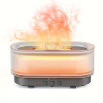 Decorative lamp with flame effect on a white background