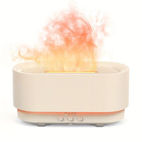 White humidifier with orange flames on a white background