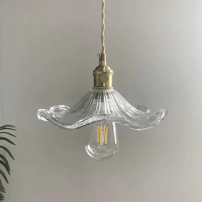 Brighten your home with the Nordic LED Pendant Light – Colorful Glass, featuring a stylish glass and copper design.