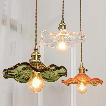 Illuminate your space with the Nordic LED Pendant Light – Colorful Glass & Copper Hanging Lamp for a modern touch.