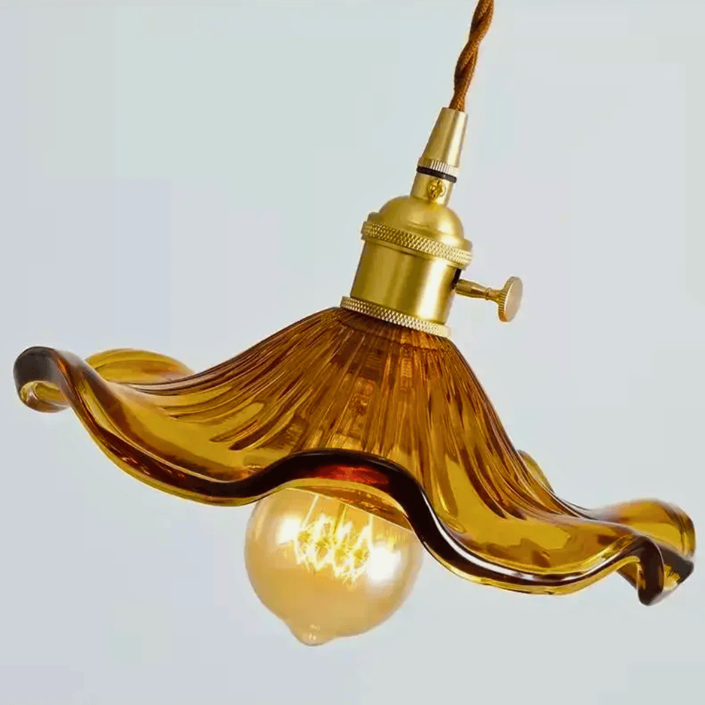 Illuminate your space with the Nordic LED Pendant Light – Colorful Glass, featuring a stunning copper finish.