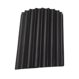 Black corrugated plastic sheet on a white background
