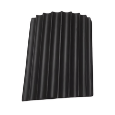Black corrugated plastic sheet on a white background