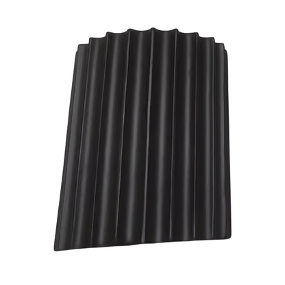 Black corrugated plastic sheet on a white background