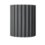 Black ribbed cylindrical object on a white background