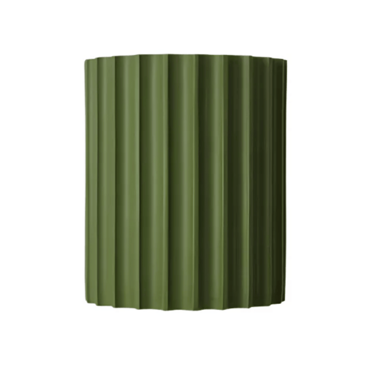 Green corrugated metal panel on a white background
