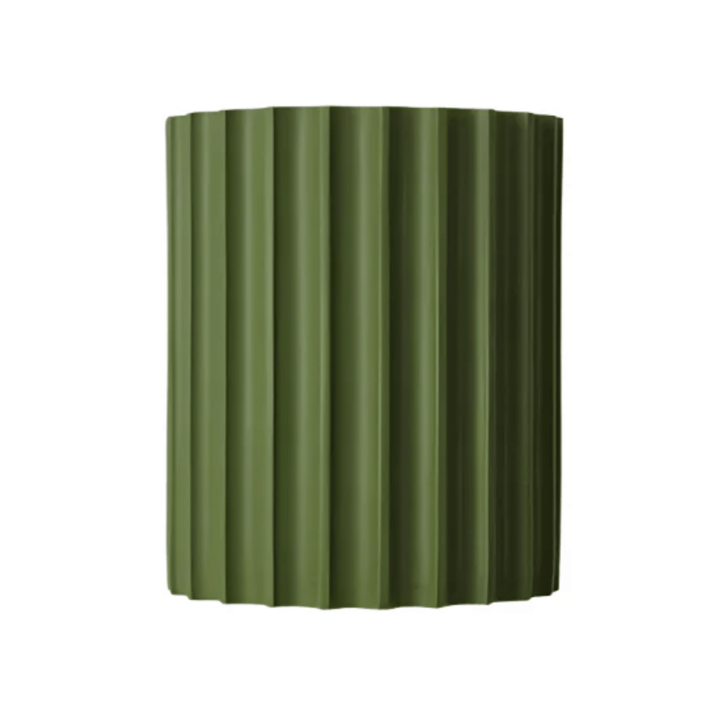 Green corrugated metal panel on a white background