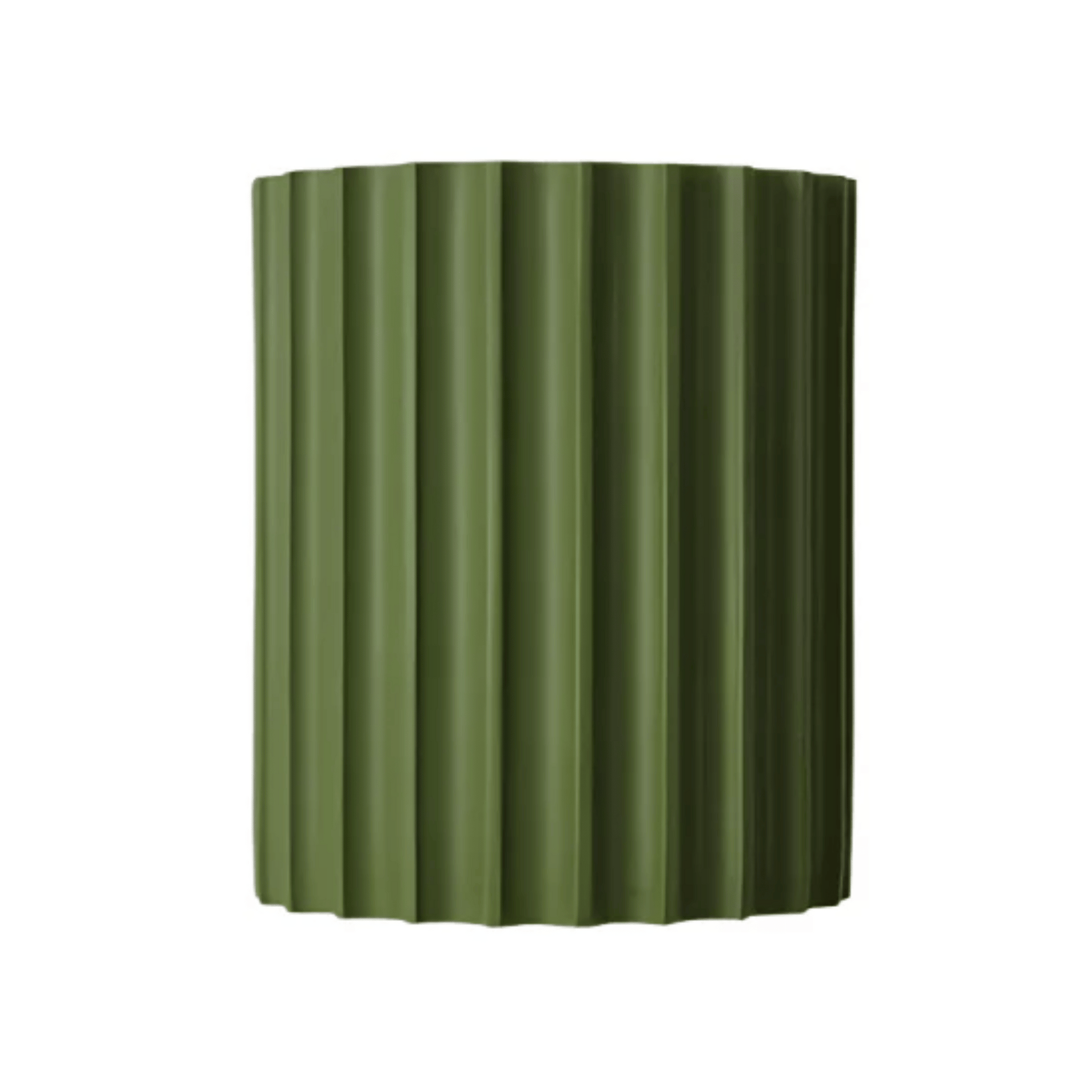 Green corrugated metal panel on a white background