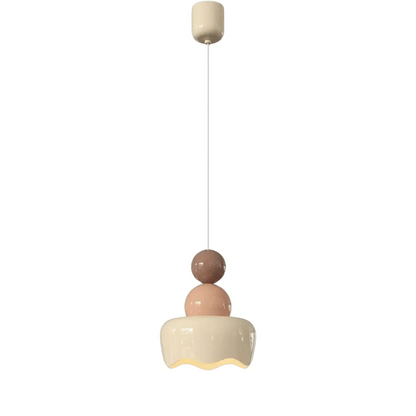 Nordic Cream Glass Pendant Light– Stylish Hanging Lamp for Kids Room and Bedroom, LED E27 Compatible 
