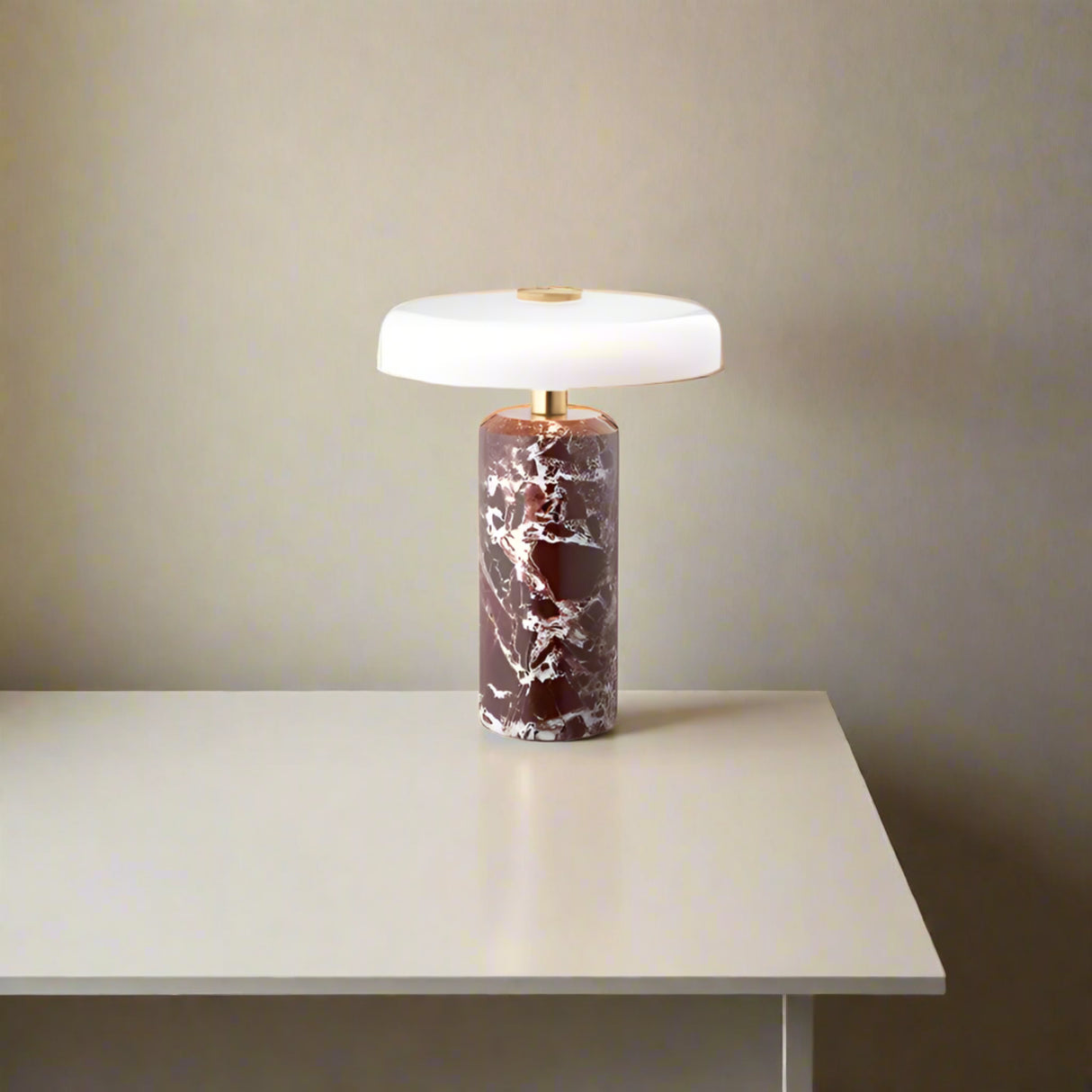 Table lamp with dimensions and specifications on a white background