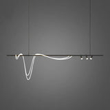 Modern pendant light with white cable and three small lights on a gray background