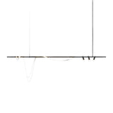Modern pendant light with white cable and black fixture on a gray background
