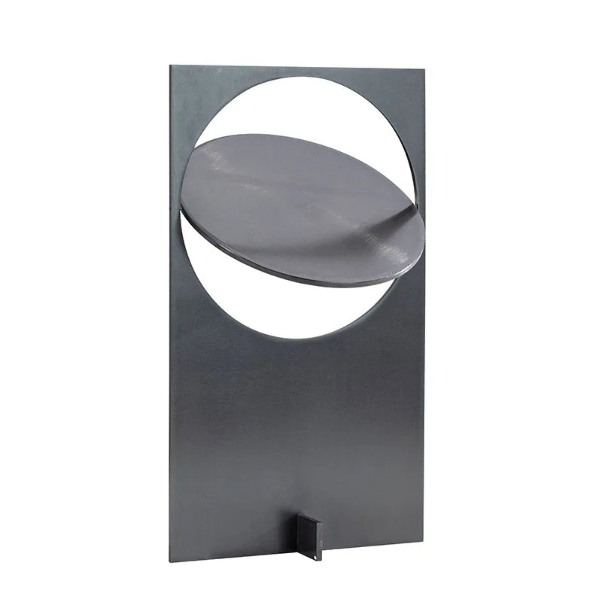 Modern outdoor wall light fixture with a circular design on a white background