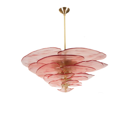 Pink chandelier  on a white background