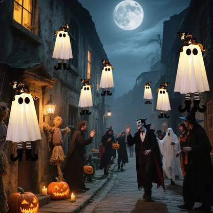 Glowing Hanging Witch Ghost LED Pendant – Halloween Light Decoration
