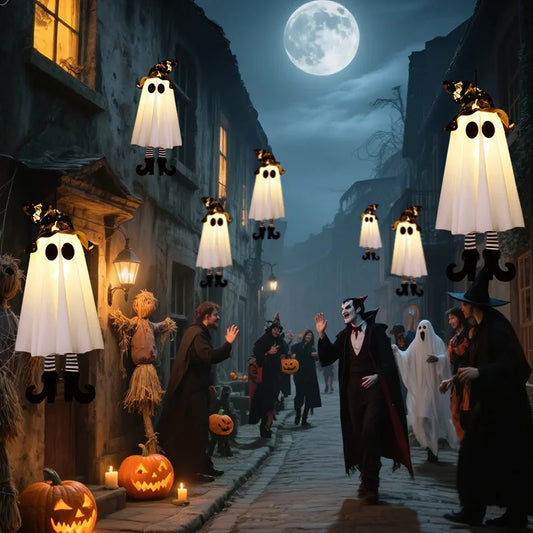 Glowing Hanging Witch Ghost LED Pendant – Halloween Light Decoration